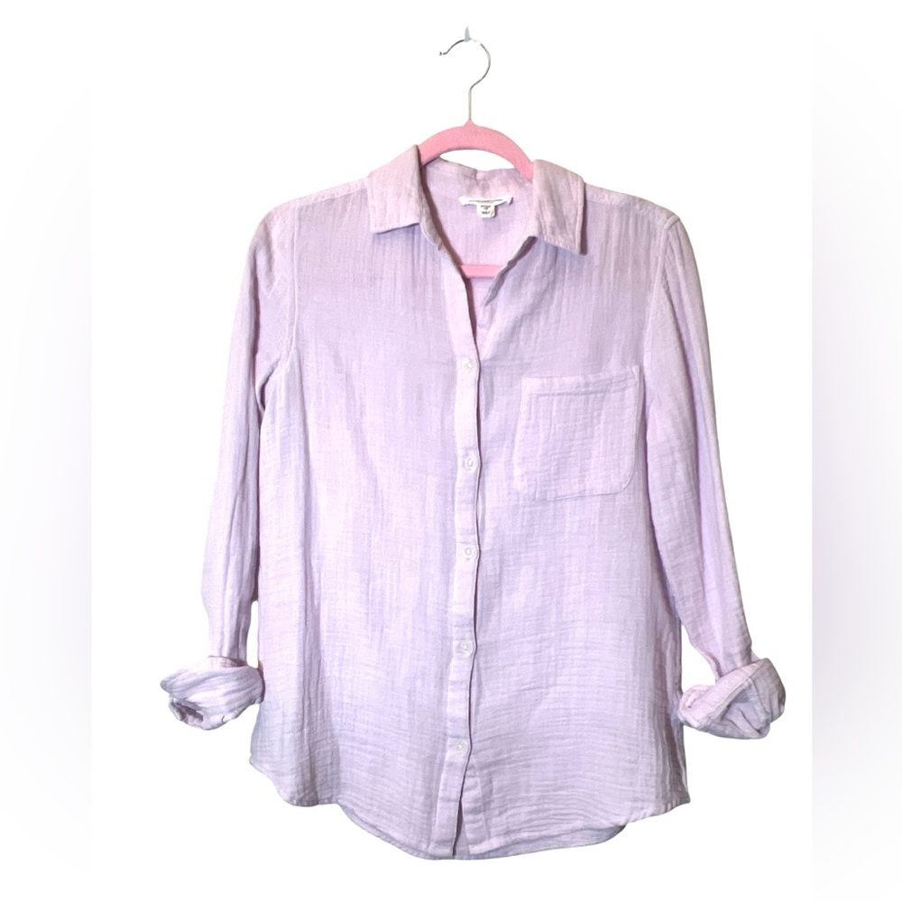 BeachLunchLounge 100% Cotton Alessia Long Sleeve Button Front Shirt Sz XS Lilac